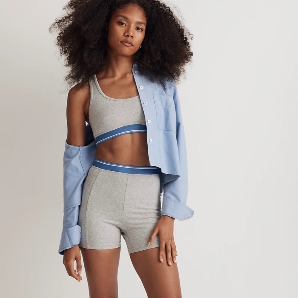 Madewell Knit Racerback Bralette heather gym class grey